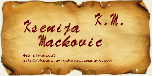 Ksenija Mačković vizit kartica